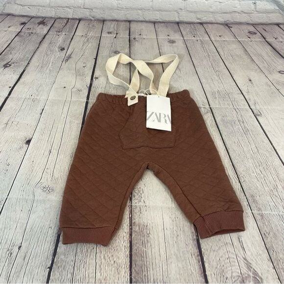 Zara Brown Pleated Baby Overalls - Picture 1 of 3